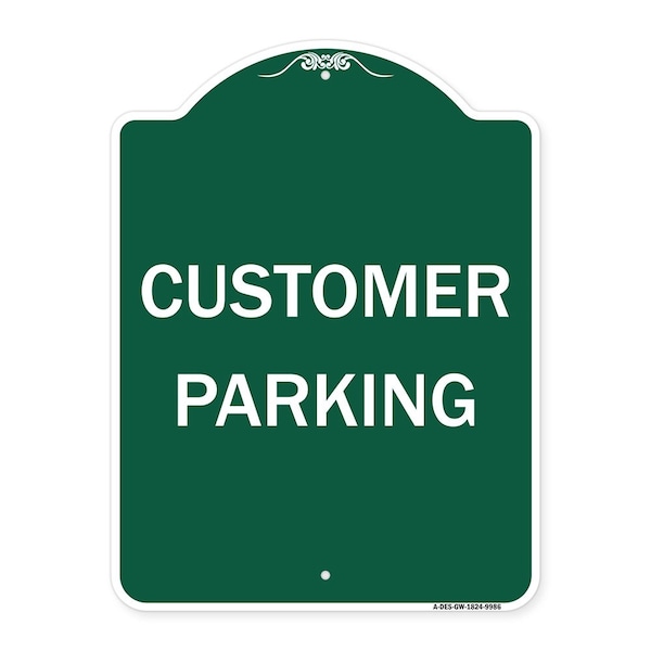 Signmission Designer Series Customer Parking, Green & White Heavy-Gauge Aluminum Sign, 24" x 18", GW-1824-9986 A-DES-GW-1824-9986 - main